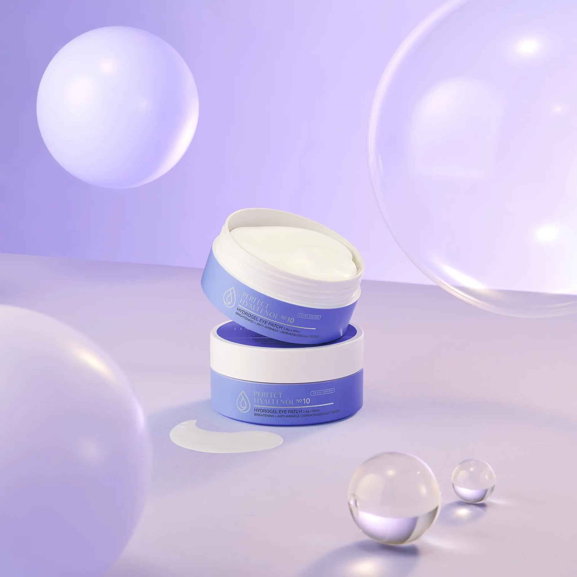 Ingredient visual highlighting Hyaluronic Acid in BACIEL Perfect Hyaltenol 10 Eye Patch with hydrated texture